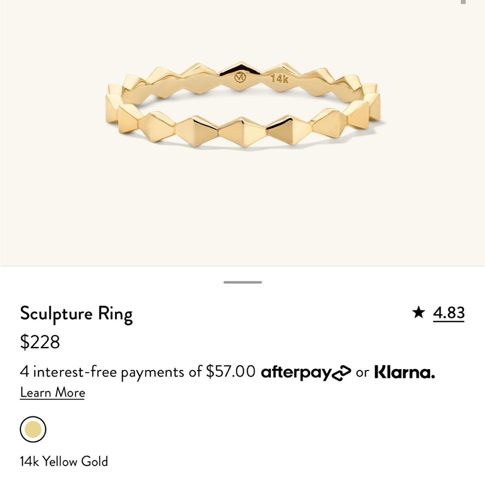 EUC Mejuri 14k Yellow Gold Sculpture Band